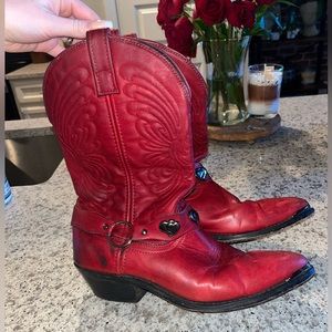 Womens red heart cowboy boots